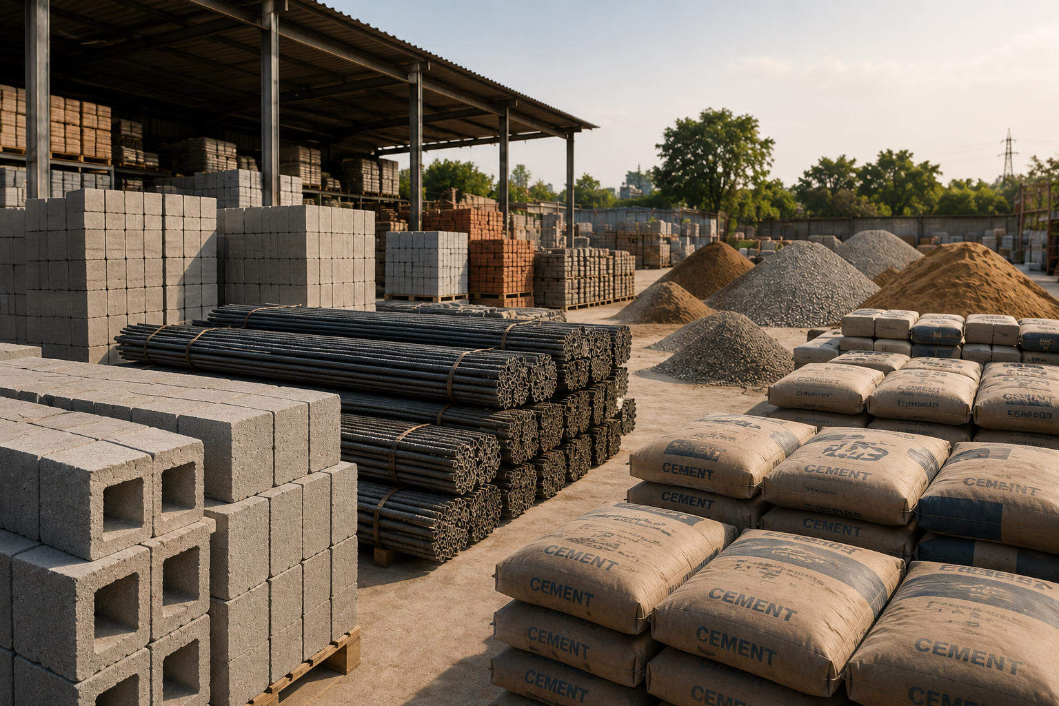 Construction materials prepared for professional project supply