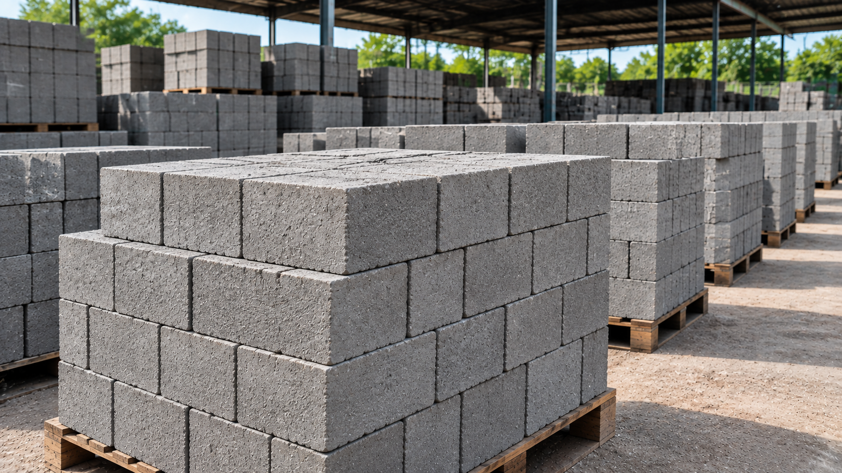 AAC block warehouse material display