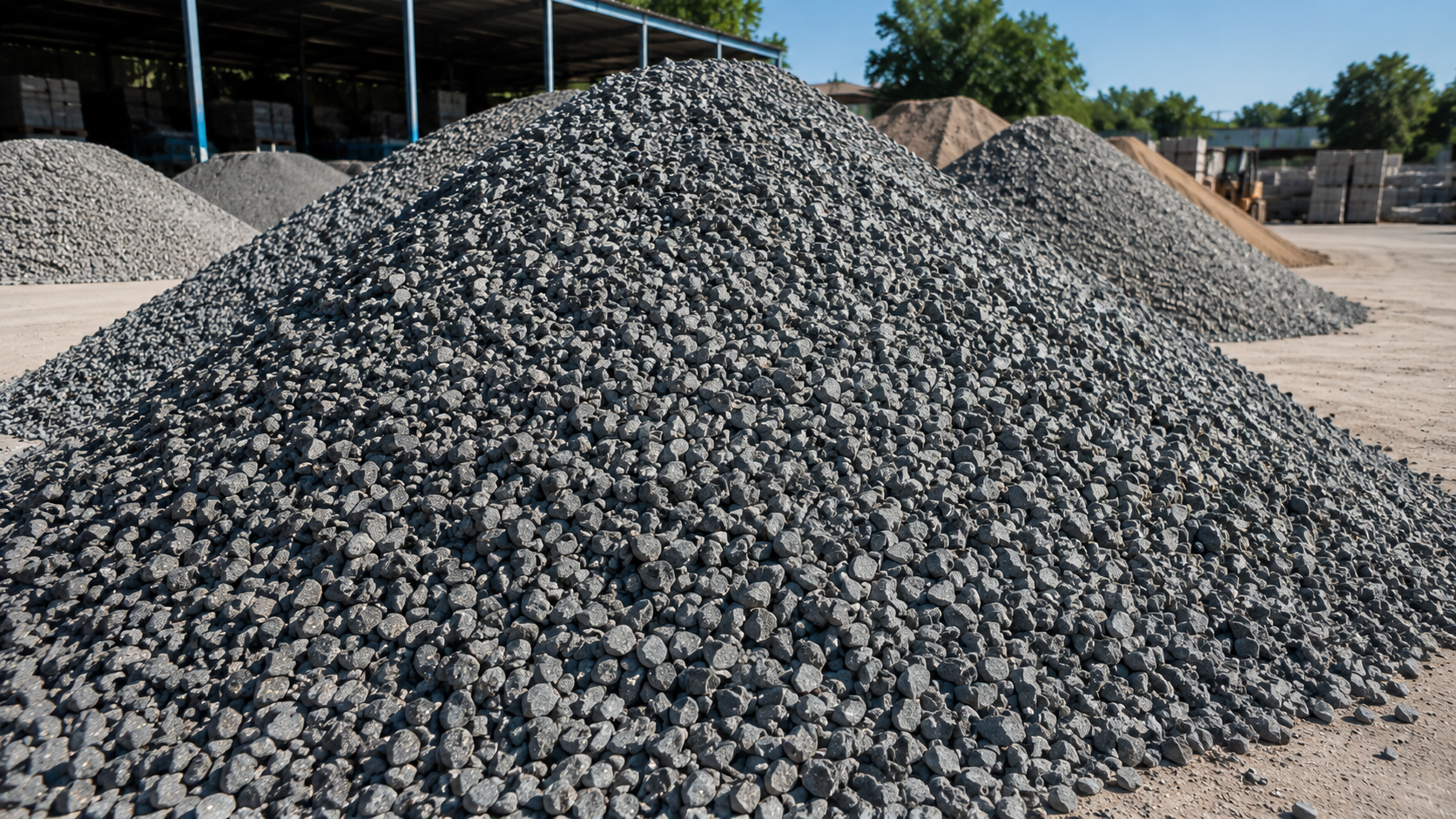 Crushed blue metal stone aggregate pile